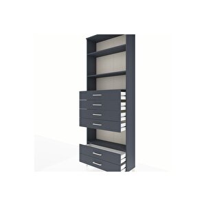 Arges Dolap 4 Raflı 6 Çekmeceli 88x30x243 Antrasit-antrasit