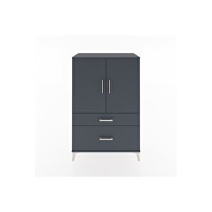 Hyperion Dolap 2 Raflı 2 Çekmeceli 2 Kapaklı 88x44x134 Antrasit-antrasit