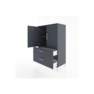 Hyperion Dolap 2 Raflı 2 Çekmeceli 2 Kapaklı 88x44x134 Antrasit-antrasit