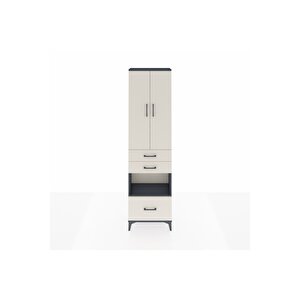 Arges Dolap 4 Raflı 3 Çekmeceli 2 Kapaklı 60x30x221 Antrasit-aytaşı