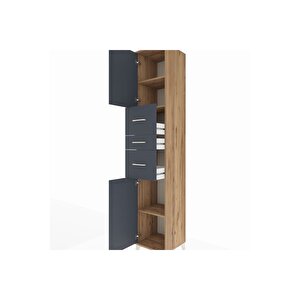 Hyperion Dolap 3 Raflı 3 Çekmeceli 2 Kapaklı 44x44x243 Çam-antrasit