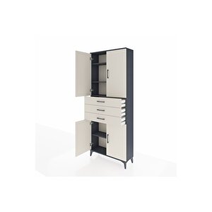 Arges Dolap 4 Raflı 3 Çekmeceli 4 Kapaklı 88x30x221 Antrasit-aytaşı