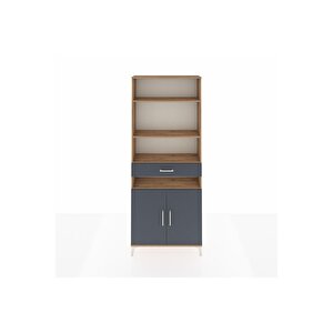 Arges Dolap 5 Raflı Tek Çekmeceli 2 Kapaklı 88x30x221 Çam-antrasit