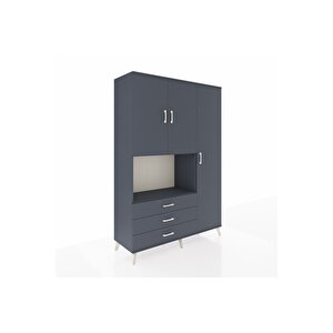 Hyperion Gardrop 7 Raflı 3 Çekmeceli 3 Kapaklı 132x44x195 Antrasit-antrasit