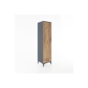 Hyperion Dolap 4 Raflı Tek Çekmeceli Tek Kapaklı 44x44x182 Antrasit-çam