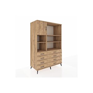 Kronos Dolap 7 Raflı 8 Çekmeceli Tek Kapaklı  132x59x195 Çam-çam/çam