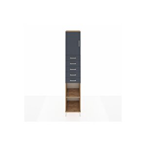 Hyperion Dolap 3 Raflı 5 Çekmeceli Tek Kapaklı 44x44x243 Çam-antrasit