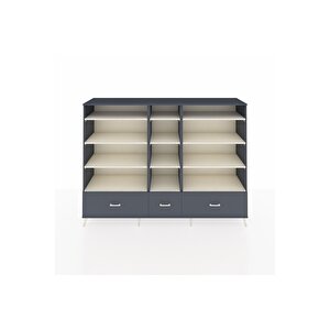 Hyperion Dolap 12 Raflı 3 Çekmeceli  220x44x163 Antrasit-aytaşı/antrasit