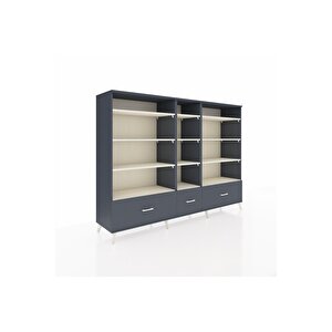 Hyperion Dolap 12 Raflı 3 Çekmeceli  220x44x163 Antrasit-aytaşı/antrasit