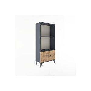 Arges Dolap Tek Raflı Tek Çekmeceli 60x30x134 Antrasit-çam