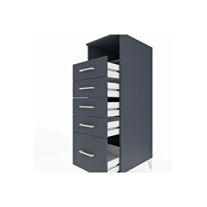 Kronos Dolap Tek Raflı 5 Çekmeceli 44x59x134 Antrasit-antrasit