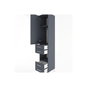 Hyperion Dolap 3 Raflı 4 Çekmeceli Tek Askılı 44x44x221 Antrasit-antrasit