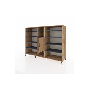 Kronos Dolap 12 Raflı Tek Kapaklı  220x59x163 Çam-çam/antrasit