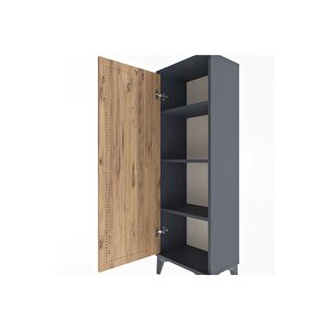 Arges Dolap 3 Raflı Tek Kapaklı 44x30x134 Antrasit-çam