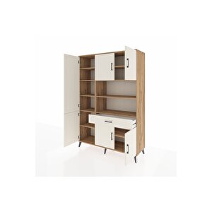 Hyperion Gardrop 10 Raflı Tek Çekmeceli 6 Kapaklı 132x44x195 Çam-aytaşı