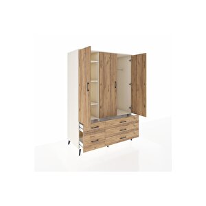 Kronos Dolap 5 Raflı 5 Çekmeceli Tek Askılı 132x59x195 Aytaşı-çam/çam