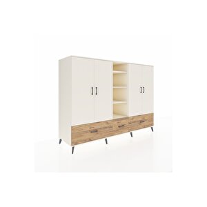 Kronos Dolap 12 Raflı 3 Çekmeceli 4 Kapaklı 220x59x163 Aytaşı-aytaşı/çam