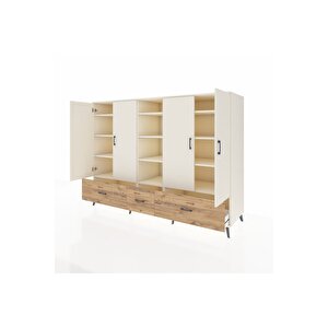 Kronos Dolap 12 Raflı 3 Çekmeceli 4 Kapaklı 220x59x163 Aytaşı-aytaşı/çam