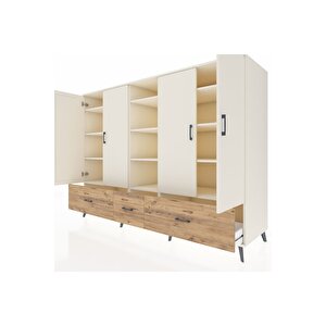 Kronos Dolap 12 Raflı 3 Çekmeceli 4 Kapaklı 220x59x163 Aytaşı-aytaşı/çam
