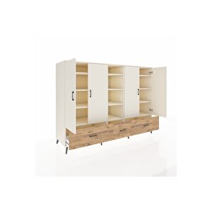 Kronos Dolap 12 Raflı 3 Çekmeceli 4 Kapaklı 220x59x163 Aytaşı-aytaşı/çam