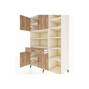 Kronos Dolap 10 Raflı Tek Çekmeceli 4 Kapaklı 132x59x195 Aytaşı-çam/çam