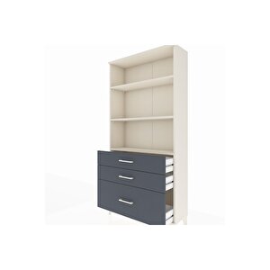 Arges Dolap 3 Raflı 3 Çekmeceli 88x30x182 Aytaşı-antrasit