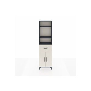 Arges Dolap 4 Raflı Tek Çekmeceli 2 Kapaklı 60x30x221 Antrasit-aytaşı