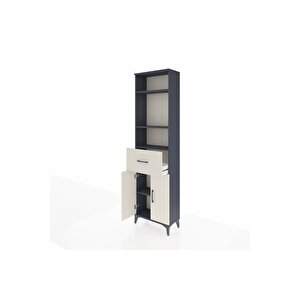 Arges Dolap 4 Raflı Tek Çekmeceli 2 Kapaklı 60x30x221 Antrasit-aytaşı