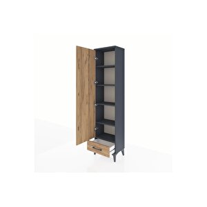 Arges Dolap 5 Raflı Tek Çekmeceli Tek Kapaklı 44x30x182 Antrasit-çam