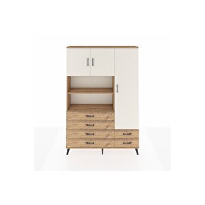 Arges Dolap 9 Raflı 6 Çekmeceli 3 Kapaklı 132x30x195 Çam-aytaşı/çam