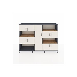 Hyperion Dolap 10 Raflı 9 Kapaklı 220x44x163 Antrasit-aytaşı/çam