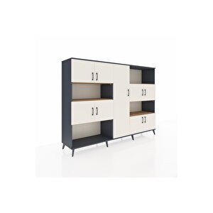 Hyperion Dolap 10 Raflı 9 Kapaklı 220x44x163 Antrasit-aytaşı/çam