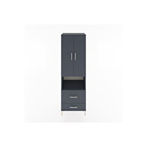 Hyperion Dolap 2 Raflı 2 Çekmeceli Tek Askılı 60x44x195 Antrasit-antrasit