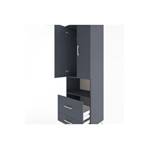 Hyperion Dolap 2 Raflı 2 Çekmeceli Tek Askılı 60x44x195 Antrasit-antrasit