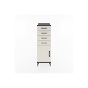 Hyperion Dolap Tek Raflı 4 Çekmeceli Tek Kapaklı 44x44x134 Antrasit-aytaşı