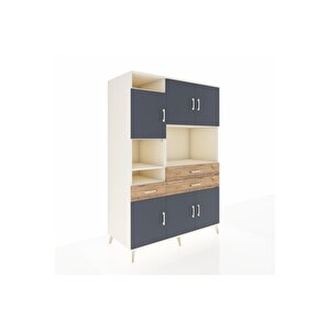 Kronos Dolap 9 Raflı 3 Çekmeceli 6 Kapaklı 132x59x195 Aytaşı-antrasit/çam