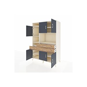 Kronos Dolap 9 Raflı 3 Çekmeceli 6 Kapaklı 132x59x195 Aytaşı-antrasit/çam