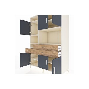 Kronos Dolap 9 Raflı 3 Çekmeceli 6 Kapaklı 132x59x195 Aytaşı-antrasit/çam