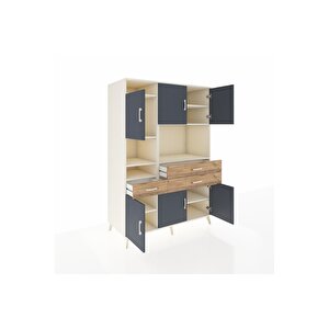 Kronos Dolap 9 Raflı 3 Çekmeceli 6 Kapaklı 132x59x195 Aytaşı-antrasit/çam