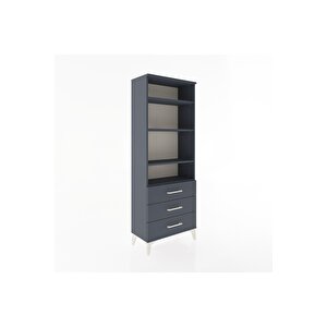 Arges Dolap 4 Raflı 3 Çekmeceli 60x30x163 Antrasit-antrasit