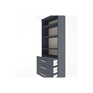 Arges Dolap 4 Raflı 3 Çekmeceli 60x30x163 Antrasit-antrasit