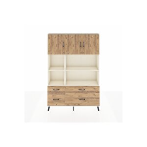 Arges Gardrop 8 Raflı 4 Çekmeceli 3 Kapaklı 132x30x195 Aytaşı-çam