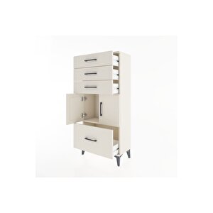Hyperion Dolap Tek Raflı 4 Çekmeceli 2 Kapaklı 60x44x134 Aytaşı-aytaşı