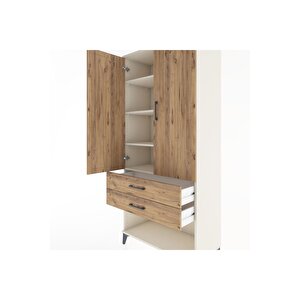 Hyperion Dolap 4 Raflı 2 Çekmeceli 2 Kapaklı 88x44x195 Aytaşı-çam