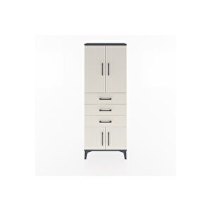 Arges Dolap 3 Raflı 3 Çekmeceli 4 Kapaklı 60x30x163 Antrasit-aytaşı