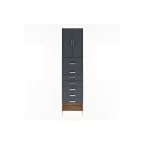 Arges Dolap 2 Raflı 7 Çekmeceli 2 Kapaklı 60x30x243 Çam-antrasit
