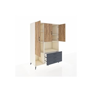 Kronos Dolap 6 Raflı 3 Çekmeceli 3 Kapaklı 132x59x195 Aytaşı-çam/antrasit