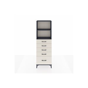 Arges Dolap 2 Raflı 5 Çekmeceli 60x30x182 Antrasit-aytaşı