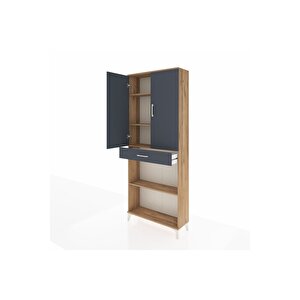 Arges Dolap 4 Raflı Tek Çekmeceli 2 Kapaklı 88x30x221 Çam-antrasit