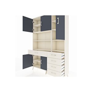 Arges Dolap 9 Raflı 5 Çekmeceli 5 Kapaklı 132x30x195 Aytaşı-antrasit/aytaşı